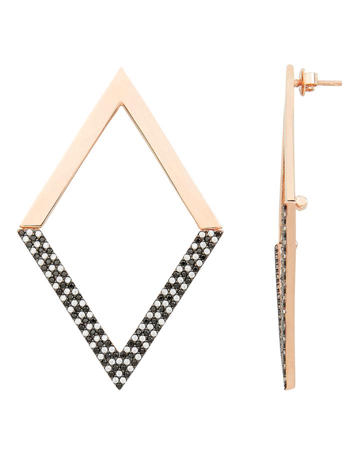 Nickho Rey Diamond Shape Dipped Earrings Blk/wht 1size