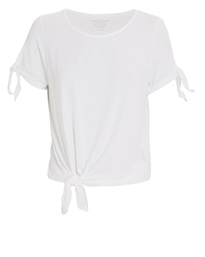 Majestic Filatures Scoop Neck White Tie T-shirt White 3