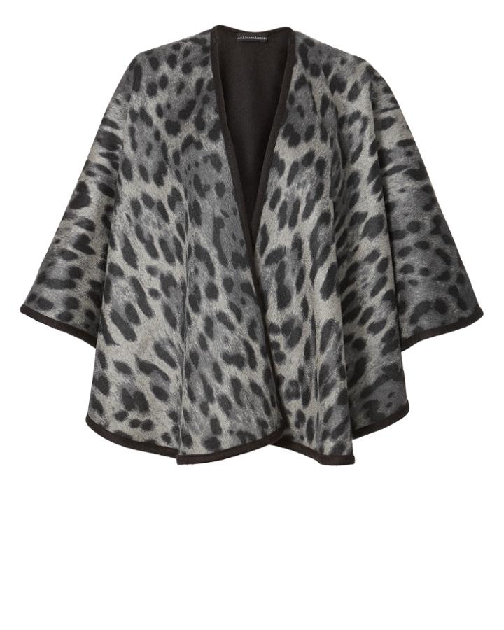 Sofia Cashmere Grey Leopard Reversible Cape