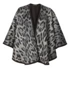 Sofia Cashmere Grey Leopard Reversible Cape