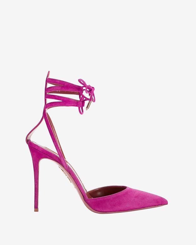 Aquazzura Amanda Ankle Cuff Suede Pump: Magenta