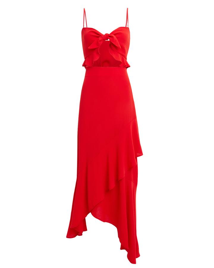 Flynn Skye Michelle Ruffle Front Maxi Dress Red P