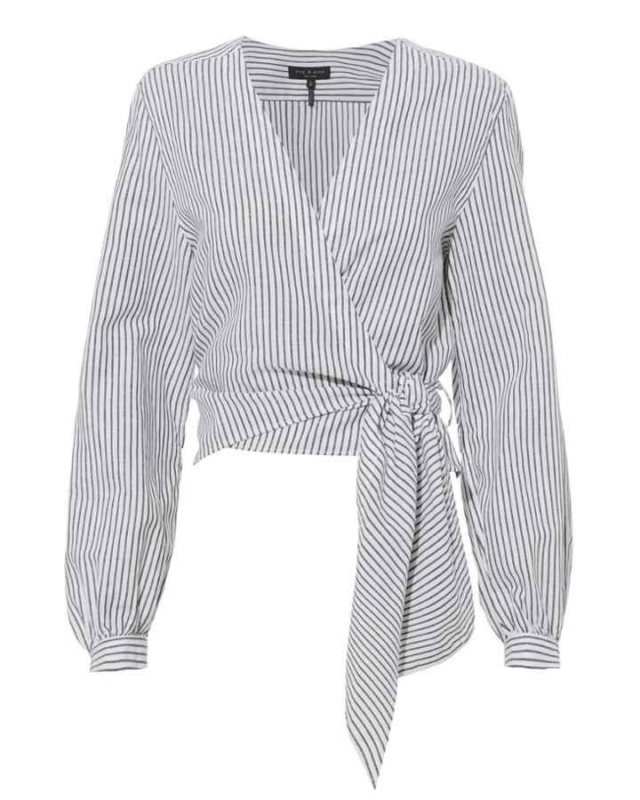 Rag And Bone Rag & Bone Prescot Striped Wrap Blouse Multi S