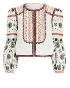 Veronica Beard Shilin Cropped Linen Jacket Ivory Xl