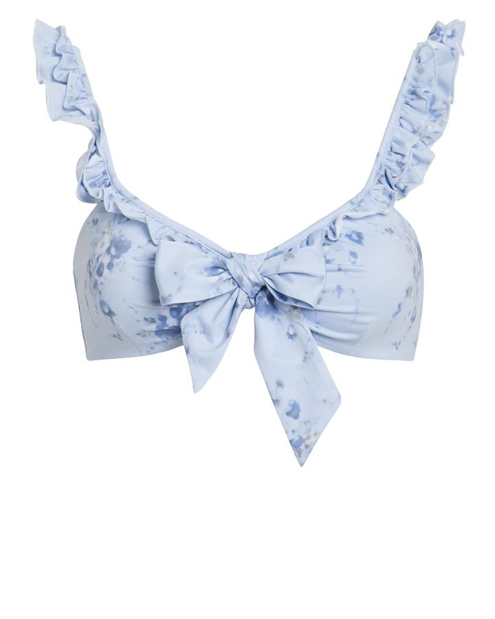 Love Shack Fancy Loveshackfancy Palm Ruffle Floral Bikini Top Blue Floral M