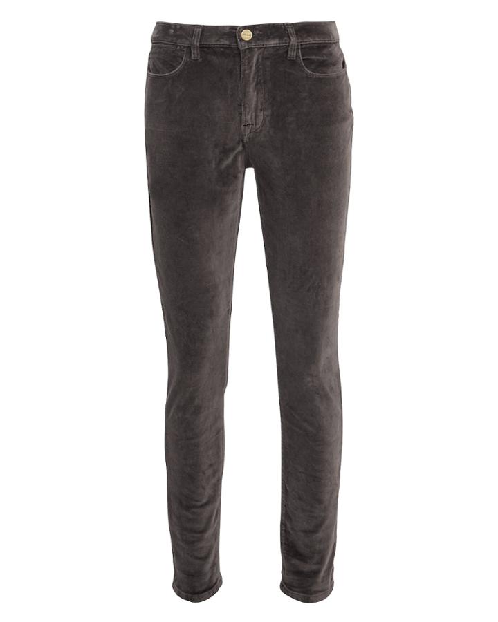 Frame Velvet High Skinny Charcoal Pants Grey 24