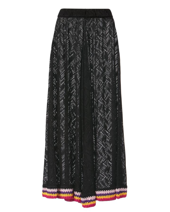 Missoni Mare Rainbow Cuff Wide Leg Crochet Pants Black 38