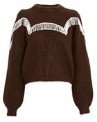 Ganni Fringe Wool Pullover Brown P