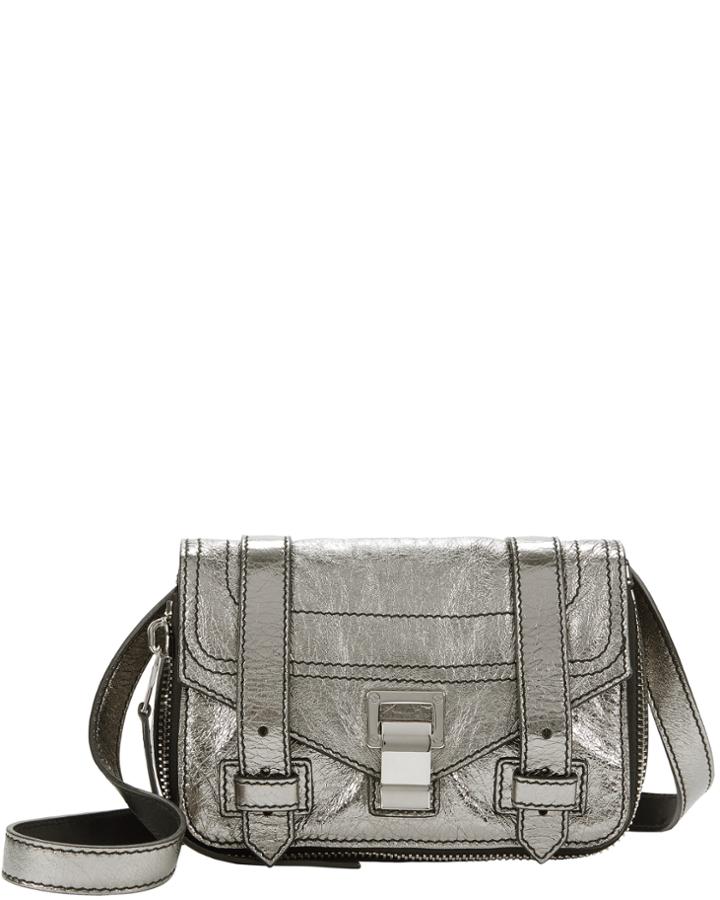 Proenza Schouler Ps1 Mini Zipper Silver Leather Bag Silver 1size