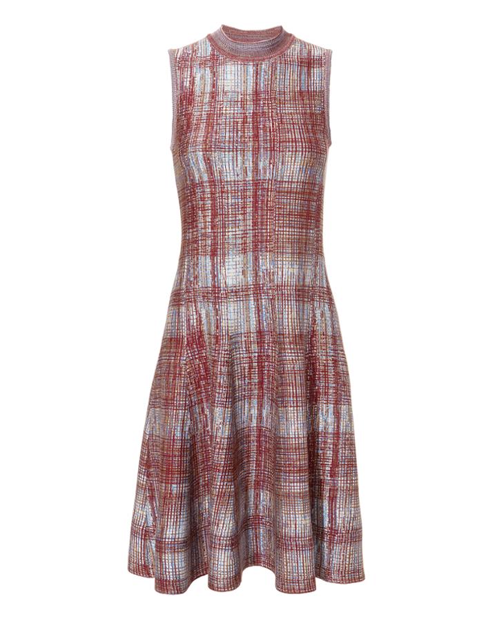 Victoria Beckham Check Jacquard Mini Dress Blue-lt 2