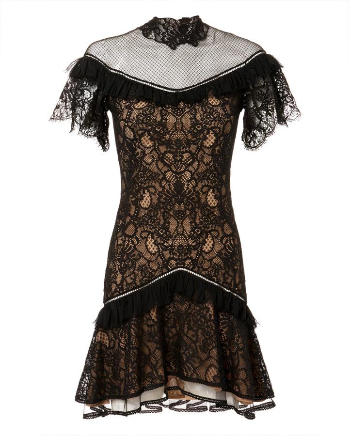Jonathan Simkhai Mixed Lace Mini Dress Black 2