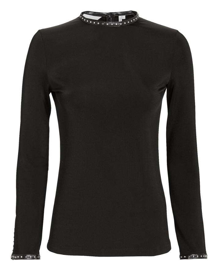 Helmut Lang Studded Jersey Knit Top Black P