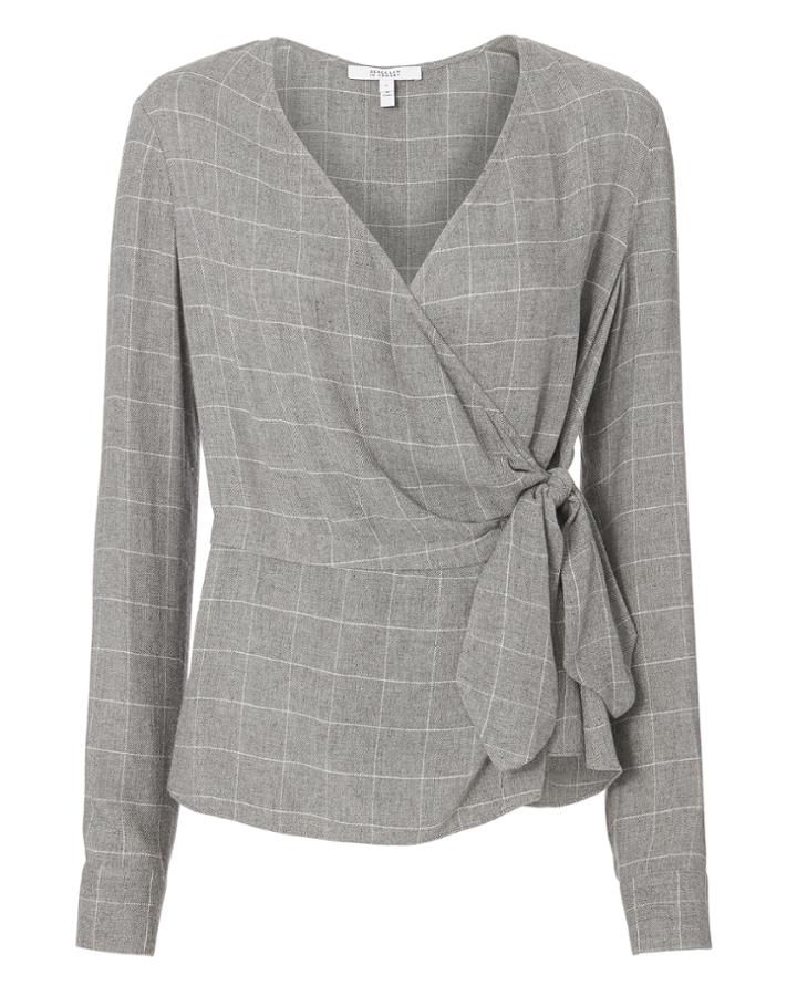 Derek Lam 10 Crosby Windowpane Wrap Blouse