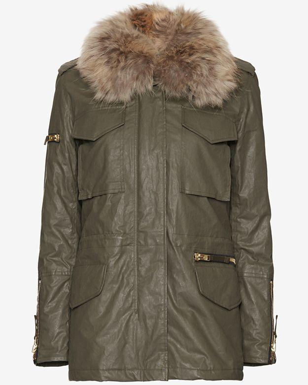 Sam Kate Rabbit/raccoon Fur Army Jacket
