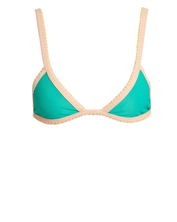 Ellejay Mara Bikini Top Turquoise/yellow/tan M