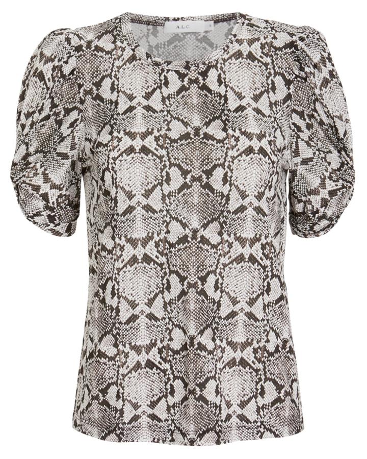 Alc A.l.c. Kati Puff Sleeve T-shirt Snake Print L