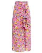 Saloni London Saloni Kelly Draped Crepe Skirt Pink/lemon 2