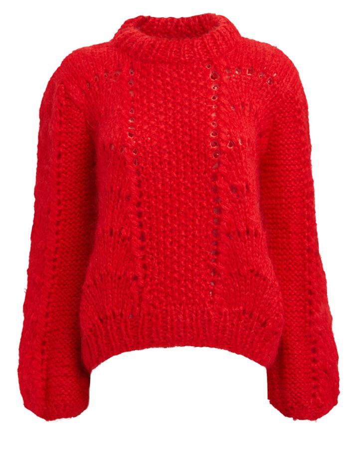 Ganni Hand Knit Fiery Red Sweater Red S