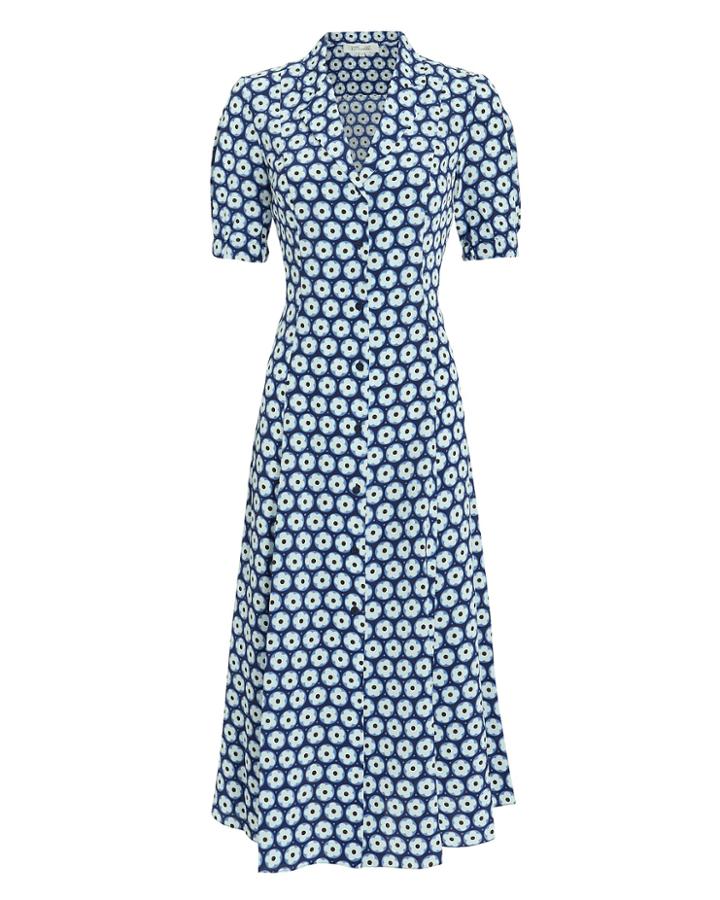 Diane Von Furstenberg Lily Floral Dress Blue/floral Zero
