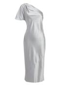 Fleur Du Mal One Shoulder Midi Dress Silver Zero
