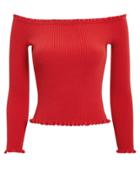 Exclusive For Intermix Intermix Celine Off Shoulder Knit Top Red M