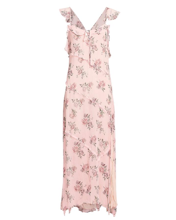 Love Shack Fancy Loveshackfancy Sally Floral Maxi Dress Pink Floral M