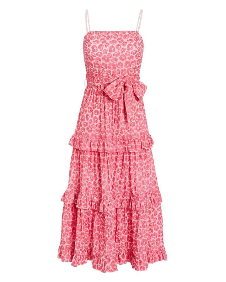 La Maison Talulah Blossom Ruffle Midi Dress Pink/floral P