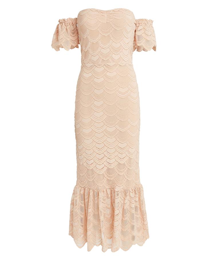 Nightcap Clothing Victorian Flutter Midi Dress Blush P