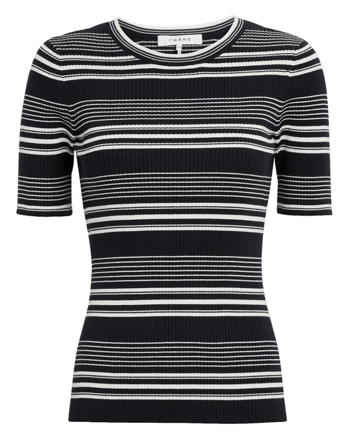 Frame Striped Knit Top Navy/white Stripe S