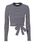 Jonathan Simkhai Striped Tie Waist Top Navy P