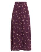 Flynn Skye Sophia Button Front Midi Skirt Burgundy/floral P