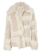 Helmut Lang Plaid Two-tone Faux Fur Jacket