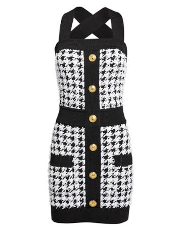 Balmain Houndstooth Mini Dress Black/white 38