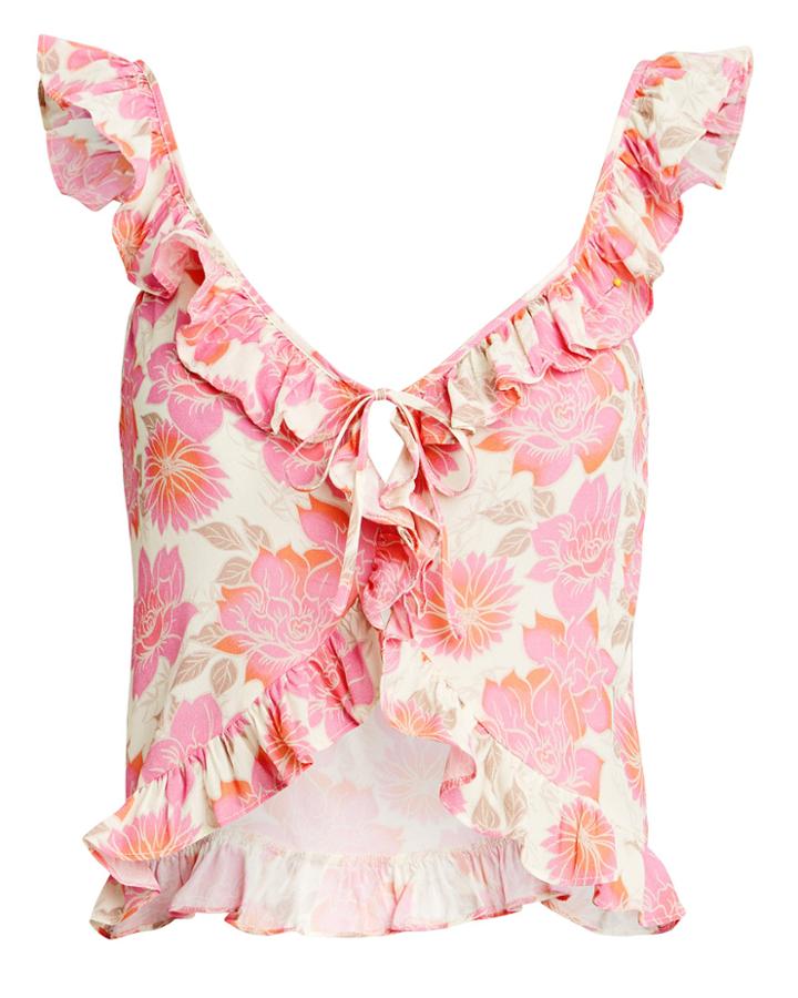 Paloma Blue Ali Ruffle Crop Top Pink/floral M
