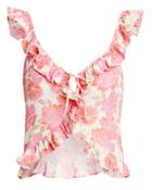 Paloma Blue Ali Ruffle Crop Top Pink/floral M
