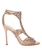 Sergio Rossi Tresor Crystal Suede Gladiator Sandals