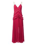 Self-portrait Fuchsia Plumetis Paneled Midi Dress Pink-drk 2