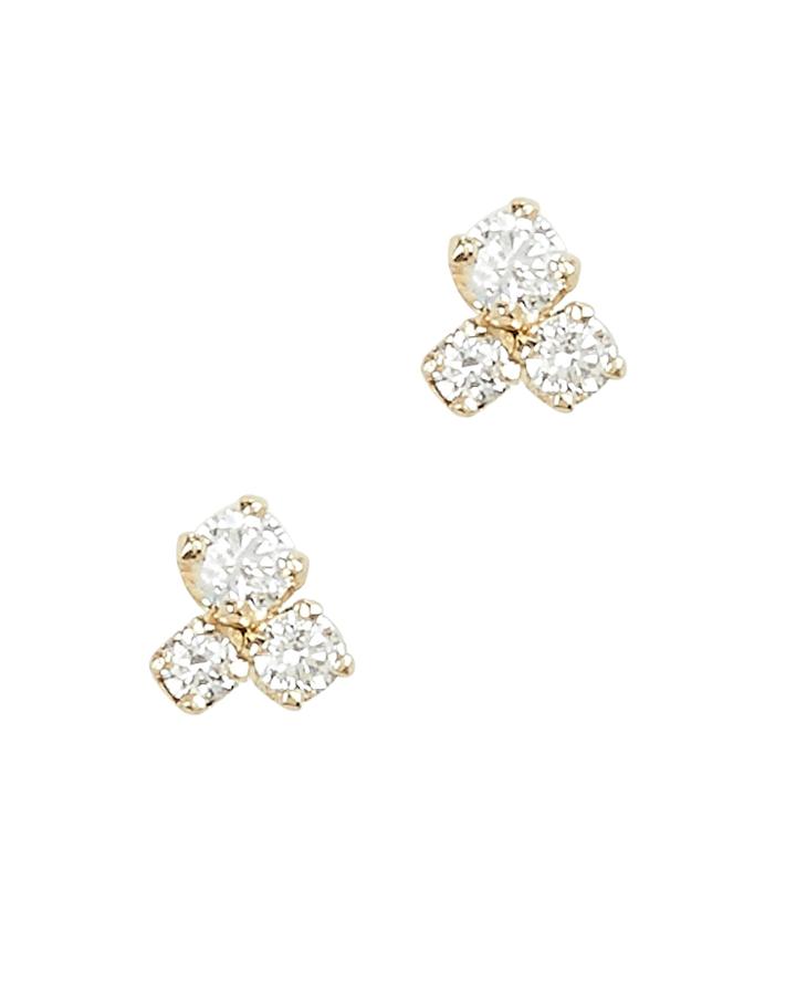 Zoe Chicco 3 Mixed Diamond Studs Gold 1size