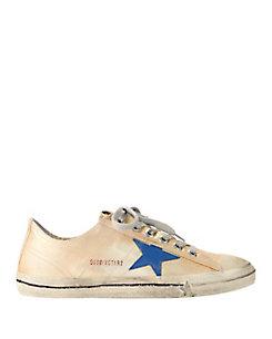 Golden Goose V Star 2 Gold Canvas Sneakers