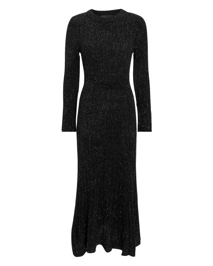 Brandon Maxwell Shimmer Knit Midi Dress Black M
