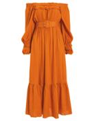 Nicholas Pleated Prairie Dress Orange Zero