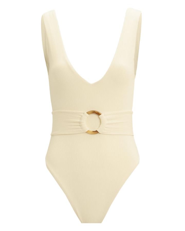 Montce Swim Kim Belted One Piece Swimsuit Sand Ivory P