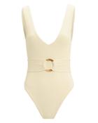 Montce Swim Kim Belted One Piece Swimsuit Sand Ivory P