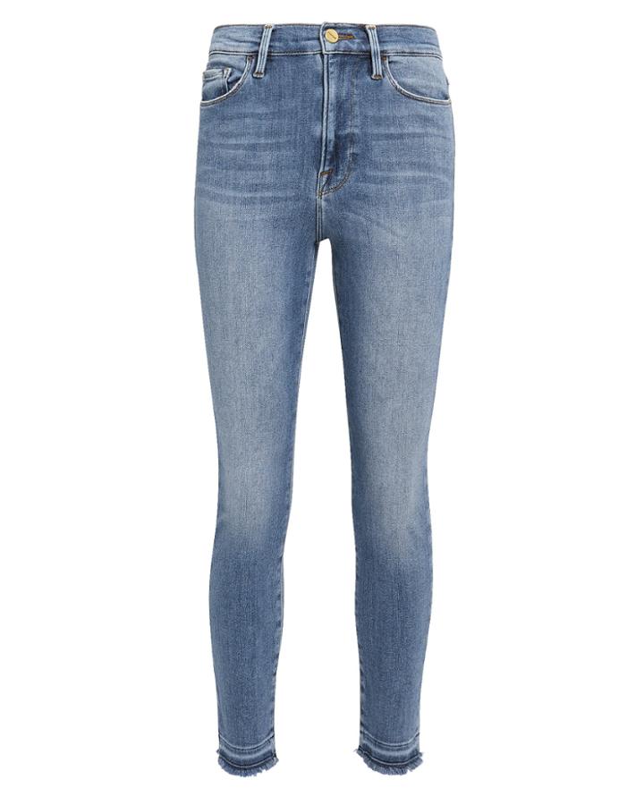 Frame Ali High-rise Cigarette Release Hem Jeans Light Blue Denim 24