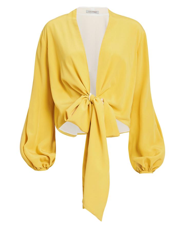 Silvia Tcherassi Honey Tie Waist Blouse Yellow S