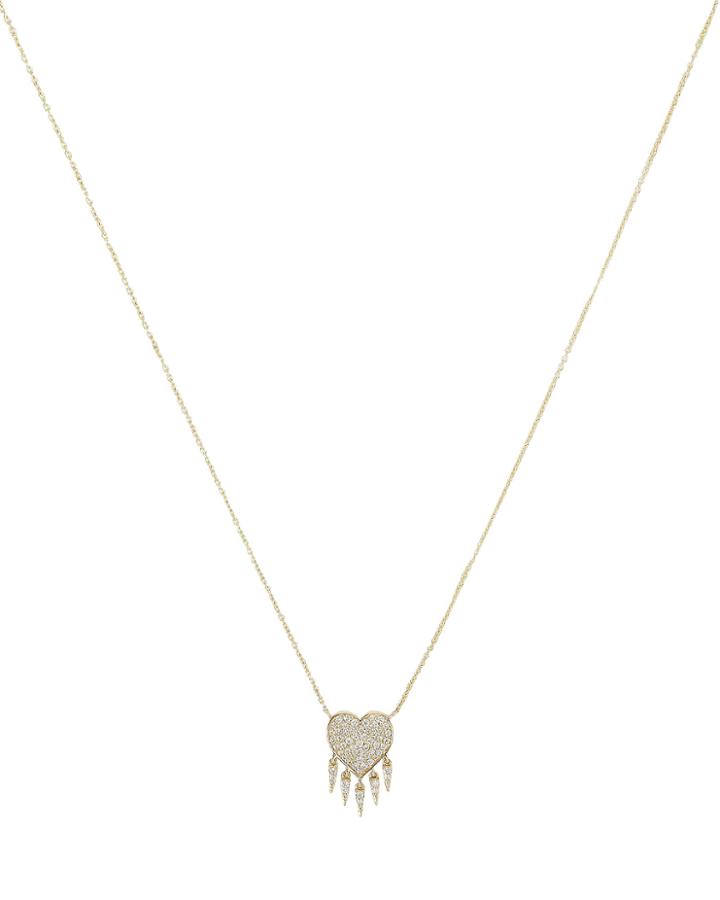 Sydney Evan Diamond Heart Fringe Necklace Gold 1size