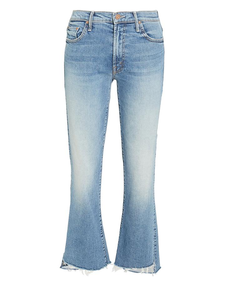 Mother Insider Crop Step Fray Light Blue Jeans Light Blue Denim 27