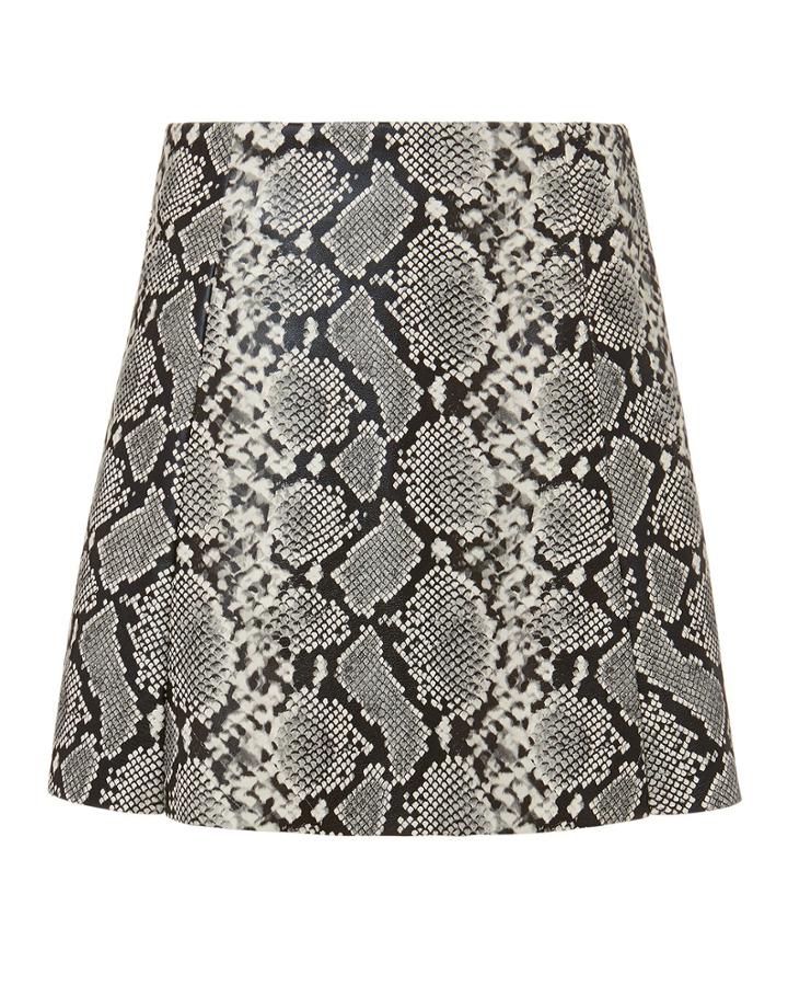 Veda Leather Python-printed Mini Skirt Grey Zero