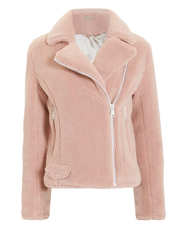 Mother Mini Pocket Rider Sherpa Moto Jacket Blush P