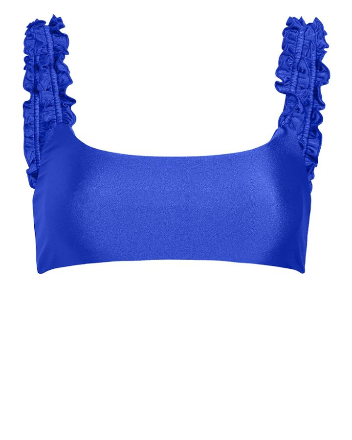 Ellejay Lanai Ruffle Strap Bikini Top Cobalt P